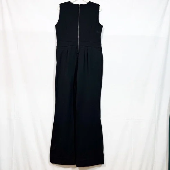 SPANX The Perfect Sleeveless Jumpsuit Ponte Knit Classic Black Flare Wide Leg